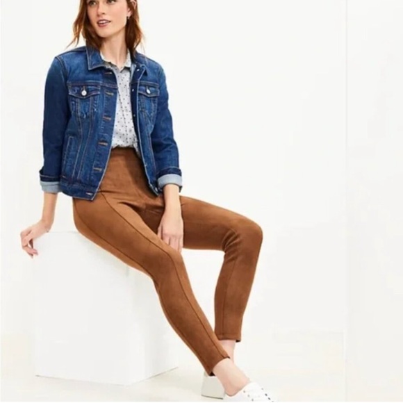 LOFT Faux Suede Ankle Pants - Picture 2 of 9